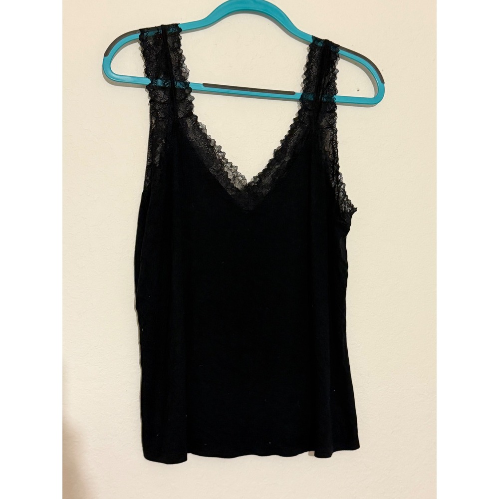 Soma Intimates Black Lace Trim V-Neck Camisole Tank Top XL
